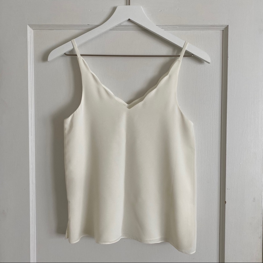 Revelry Olivia Chiffon Top with Scallop Neckline